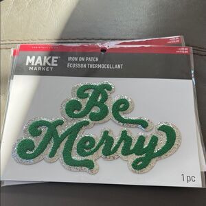 Be Merry Iron-On Patch - Green and Silver